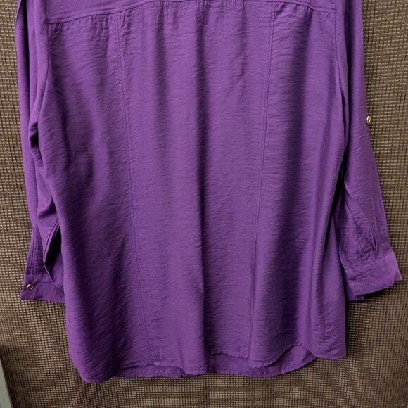 Est 1962 Womens Plus Size 1X Purple 3/4 Sleeve Button Front Blouse - Picture 6 of 6